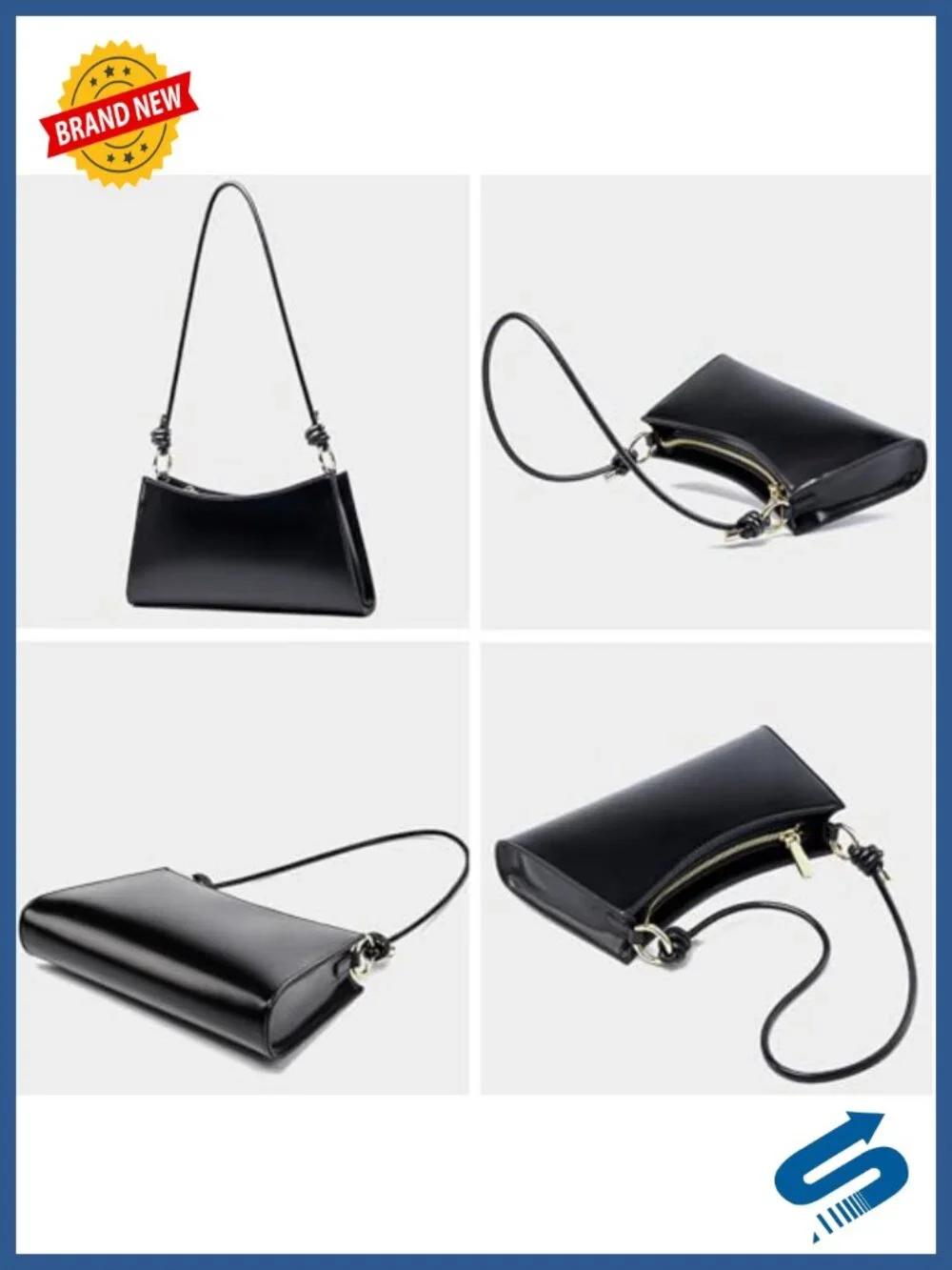 Genuine Leather Evening Bag Hobo Handbag Underarm Shoulder Bag